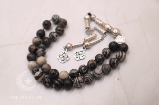 Black Network Stone 33 Prayer Beads Islamic Tasbeeh Handmade