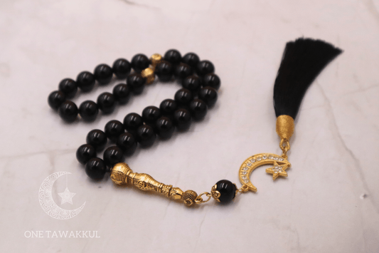 Black Onyx Stone 33 Prayer Beads Islamic Tasbeeh Handmade