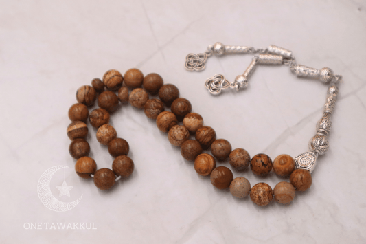 Brown Jasper Stone 33 Prayer Beads Islamic Tasbeeh Handmade