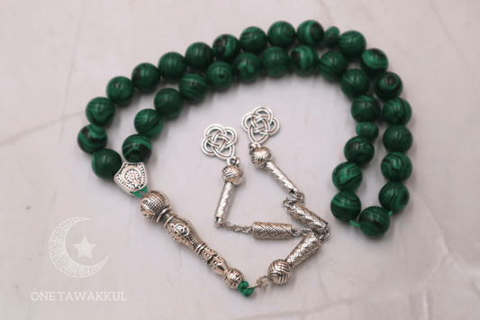 Green Malachite Stone 33 Prayer Beads Islamic Tasbeeh Handmade