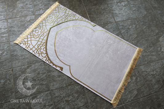 Light Pink Padded Velvet Prayer Mat Islamic Rug Janemaz