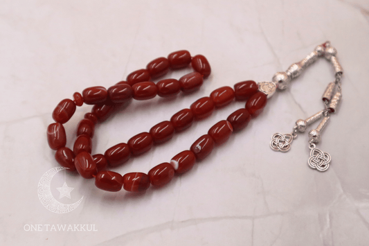 Red Agate Stone 33 Prayer Beads Islamic Tasbeeh Handmade