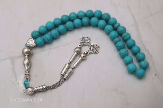 Turquoise Feroza Stone 33 Prayer Beads Islamic Tasbeeh Handmade